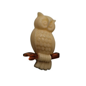 Avon Vintage Plastic Owl On A Branch Brooch Pin - 1.25 Inches Long